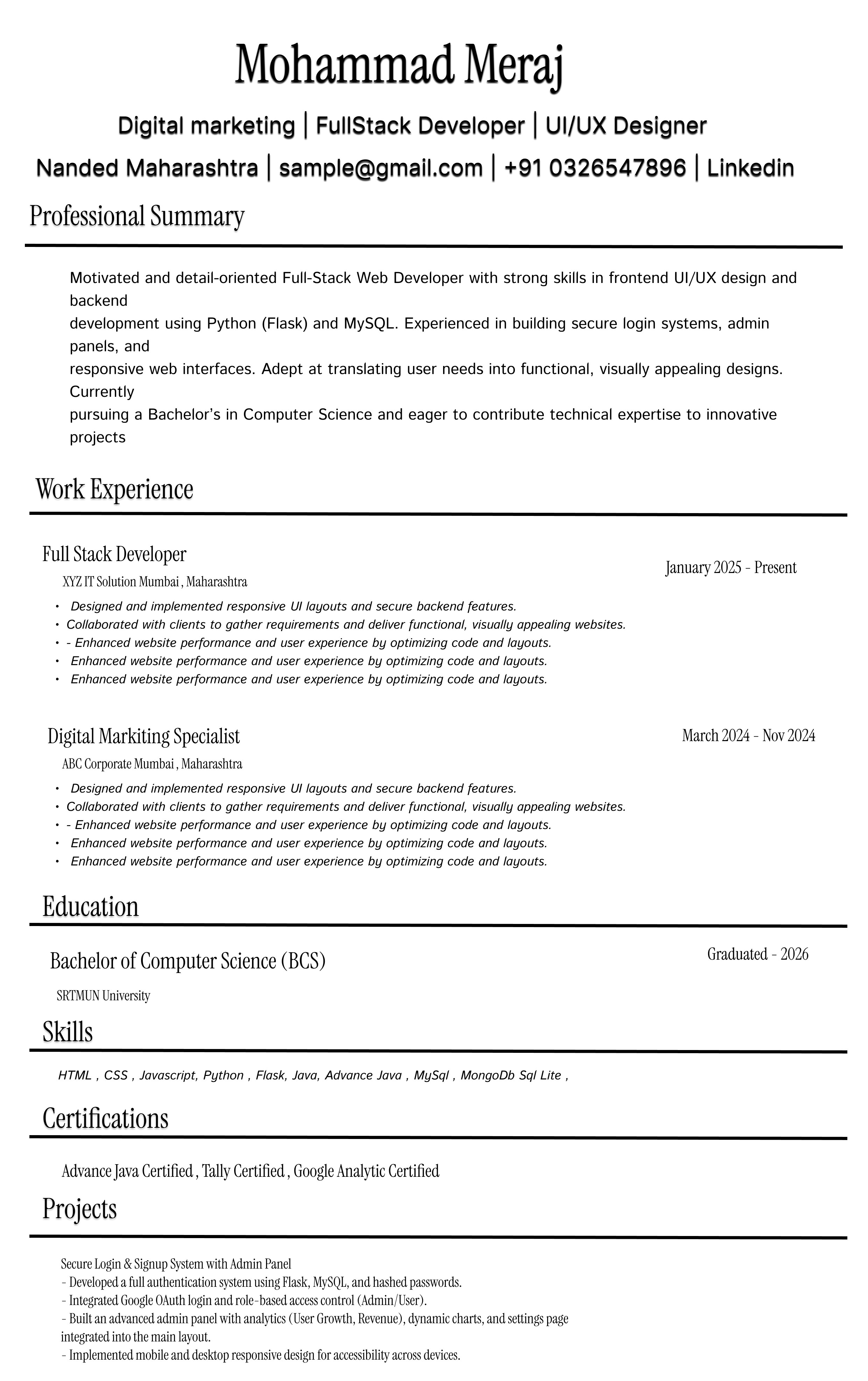 ATS Optimized Resume